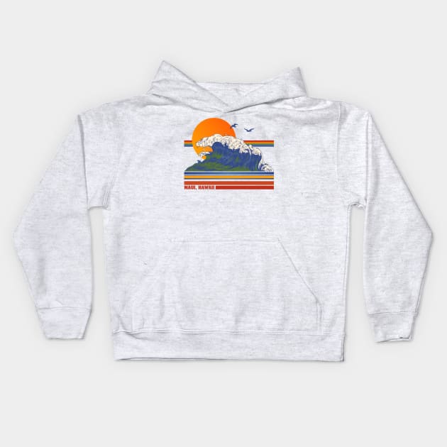 Retro Maui Hawaii 70s Style Tourist Souvenir Kids Hoodie by darklordpug